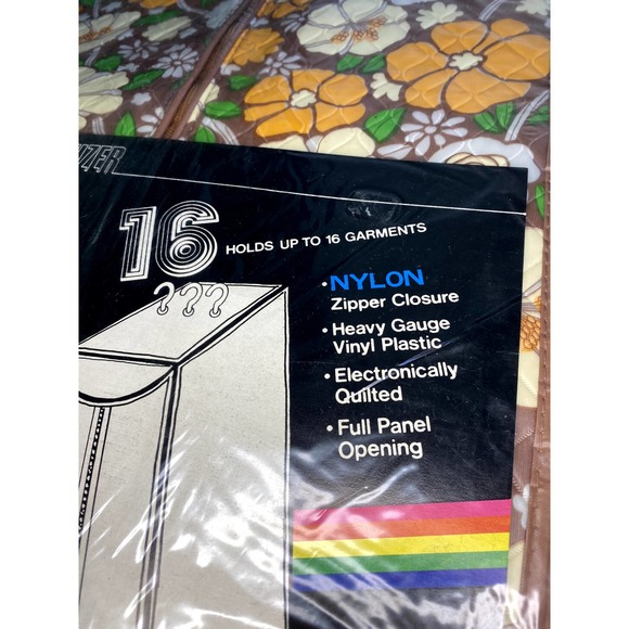 Vintage 70s Hanging Garment Jumbo Bag Closet Organizer Storage Rack Floral NEW - Picture 12 of 13